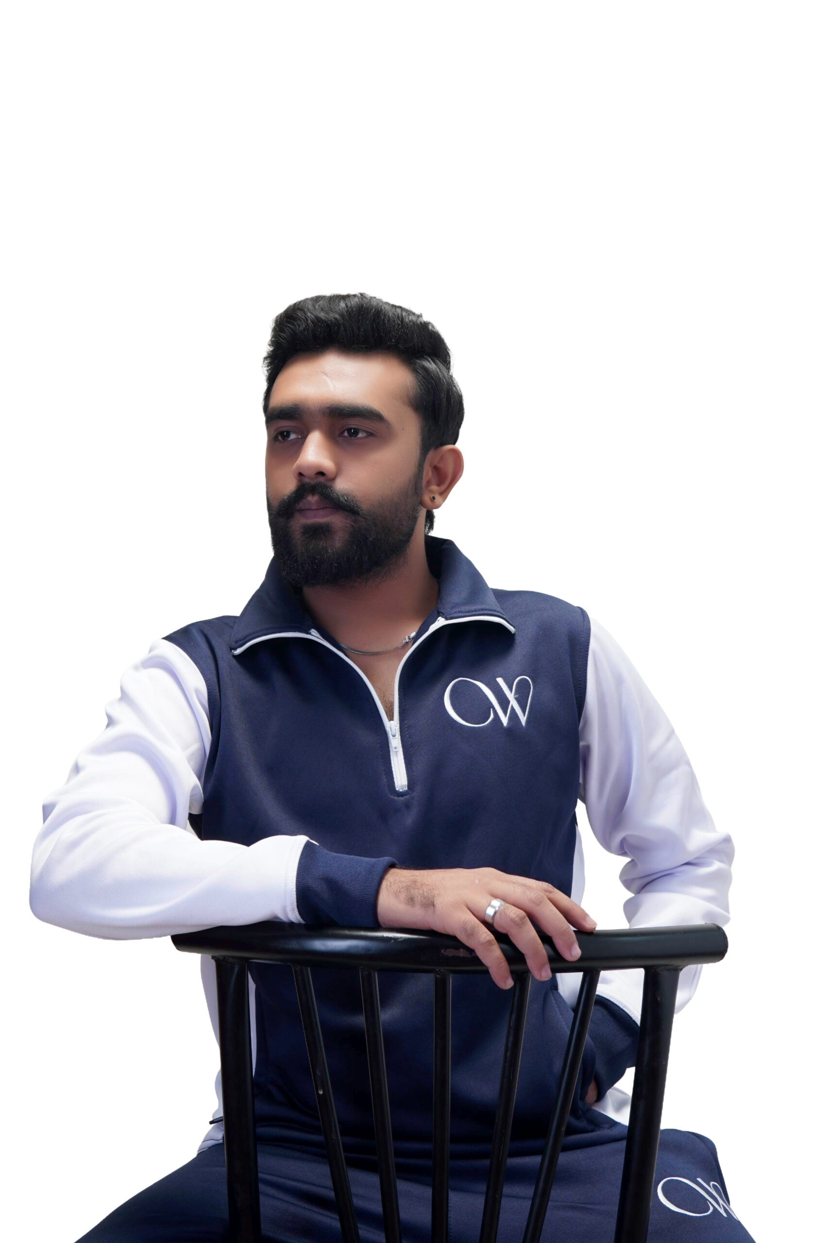 Premium Navy & White Quarter-Zip Tracksuit